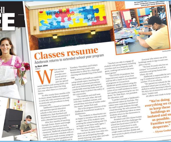 News article featuring Adelbrook and its return to extended school year program